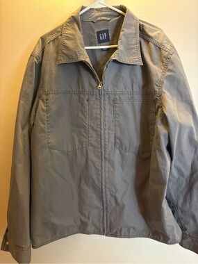 GAP Men's Light Gray Zip-Up Shirt Jacket
